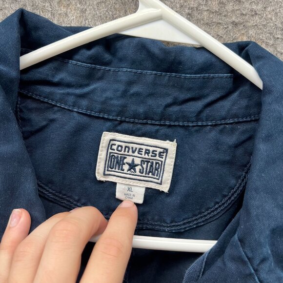 Converse One Star Jacket Womens XL Navy Utility Button Front Military Chore - Picture 6 of 10
